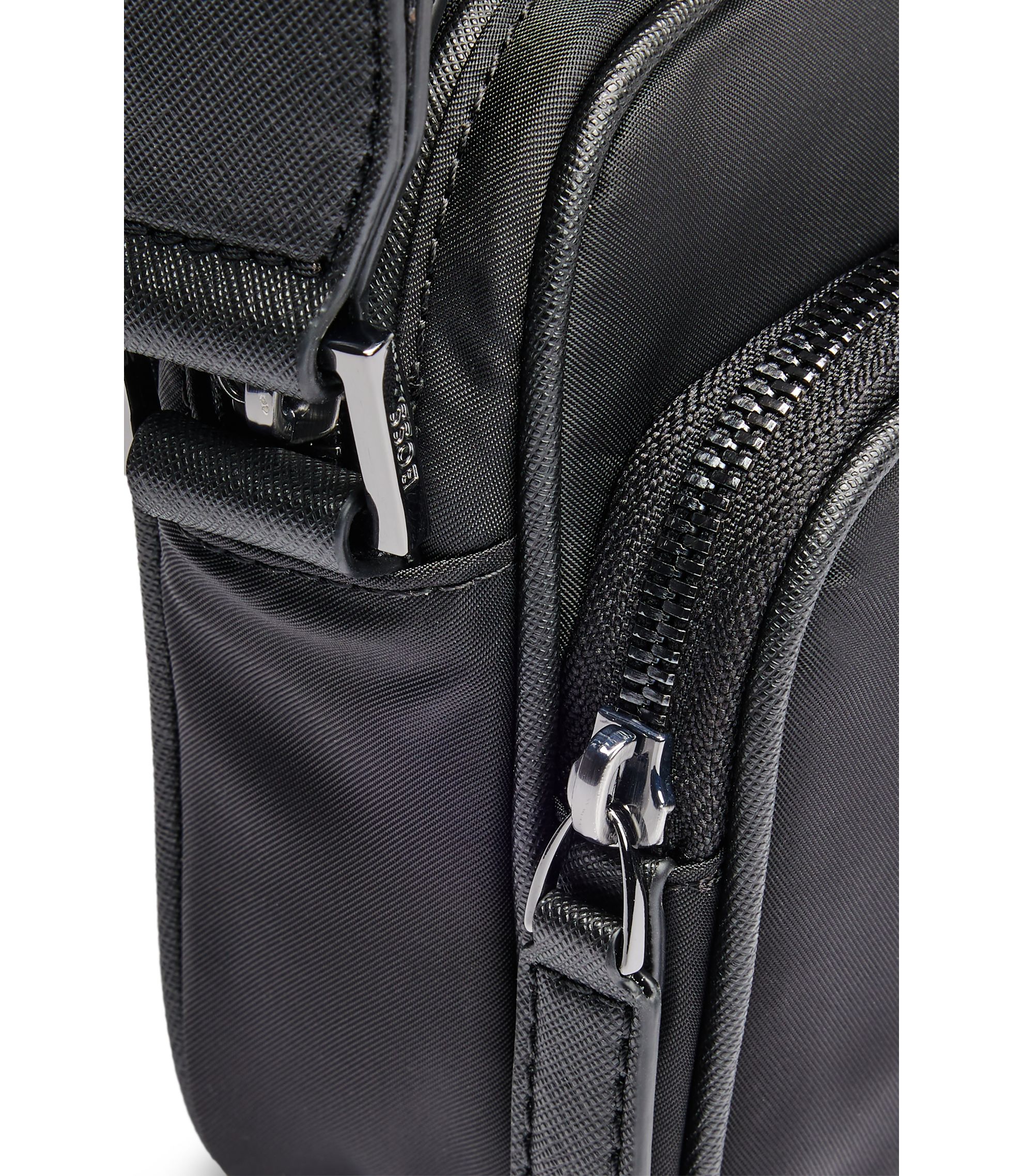 BOSS - Twill crossbody bag with Double B monogram - Black