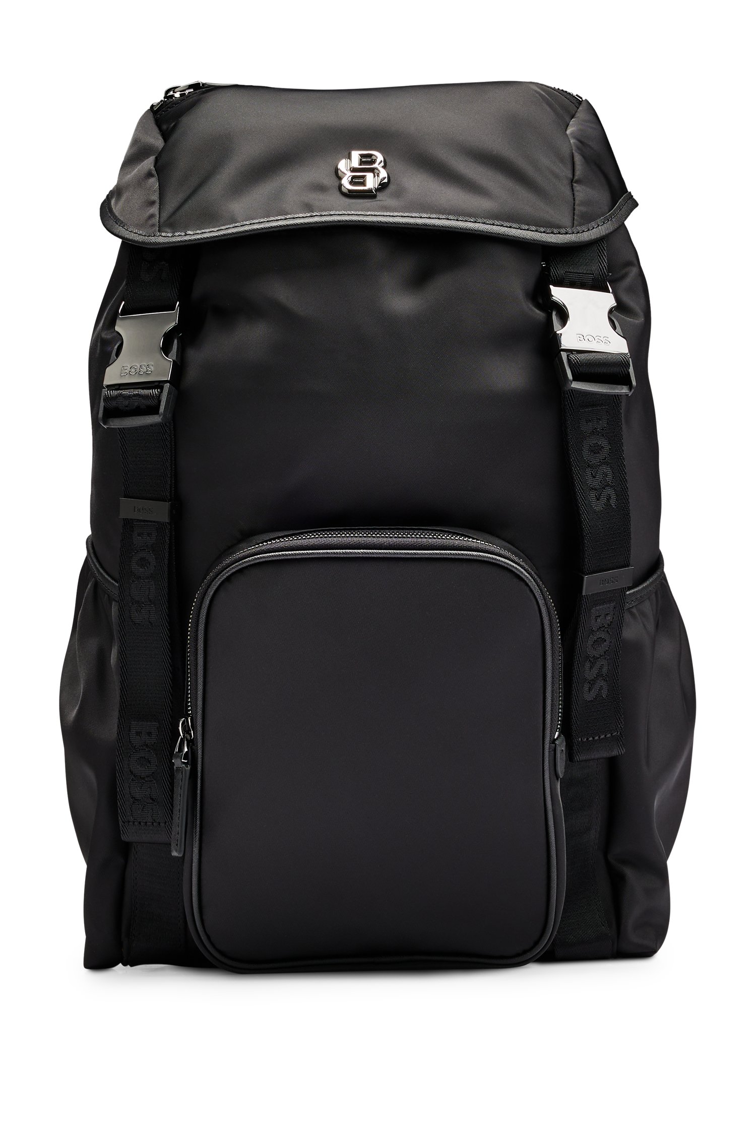Matte-twill backpack with double monogram and full lining