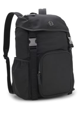 Mochila de sarga con monograma Double B, Negro