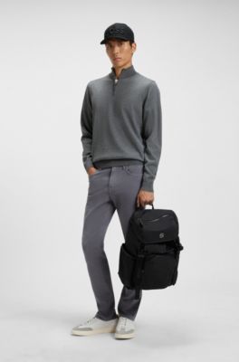 Twill backpack with Double B monogram, Black