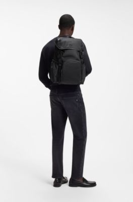 Twill backpack with Double B monogram, Black