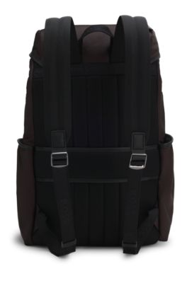 Twill backpack with Double B monogram, Dark Brown