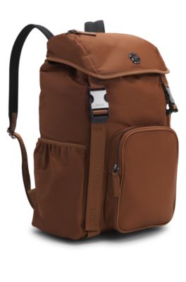 Mochila de sarga con monograma Double B, Marr&oacute;n