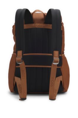 Mochila de sarga con monograma Double B, Marr&oacute;n