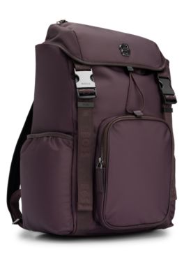 Flap backpack with Double B monogram hardware, Dark Red