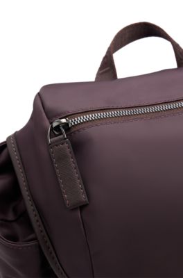 Flap backpack with Double B monogram hardware, Dark Red