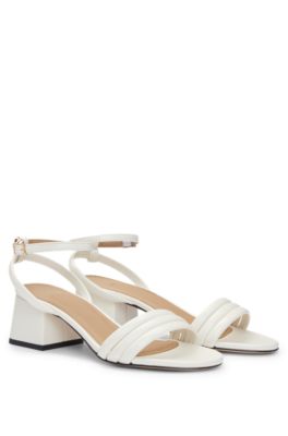 Padded-strap sandals with block heel, White