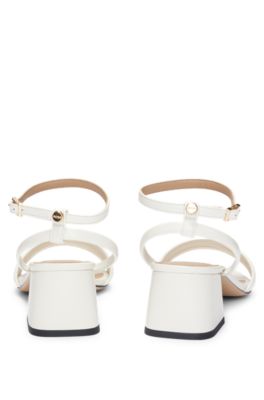 Padded-strap sandals with block heel, White