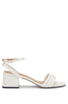 Padded-strap sandals with block heel, White