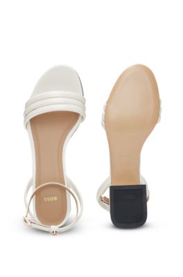 Padded-strap sandals with block heel, White