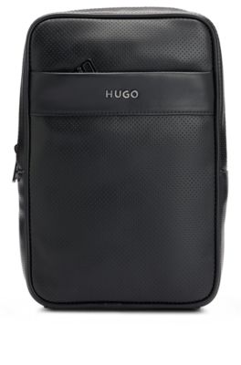 HUGO - Logo-trim backpack in perforated faux leather