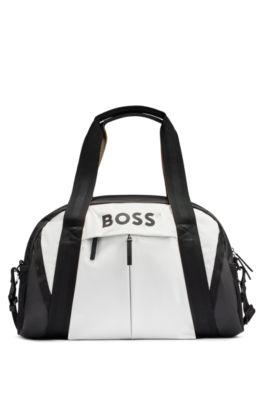 BOSS Faux leather holdall with logo details White