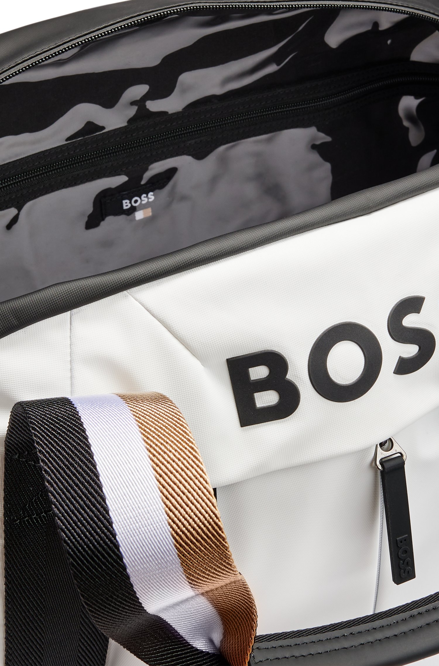 Faux-leather holdall with logo details