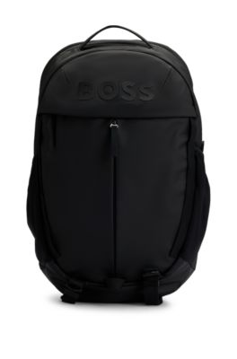 Hugo Boss Faux-leather Backpack With Logo Details In Black