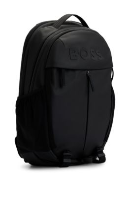 Mochila de piel sint&eacute;tica con detalles del logo, Negro