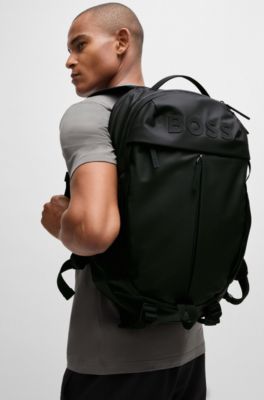 Mochila de piel sint&eacute;tica con detalles del logo, Negro