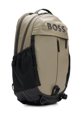 Faux-leather backpack with logo details, Light Green