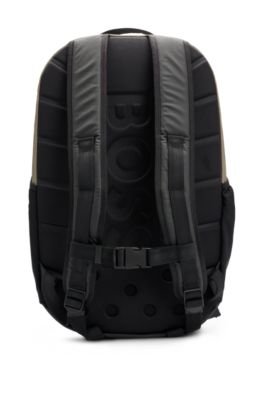 Faux-leather backpack with logo details, Light Green