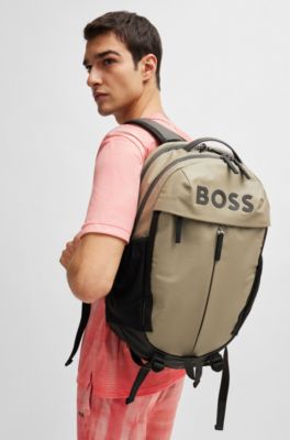 BOSS - Faux-leather backpack with logo details