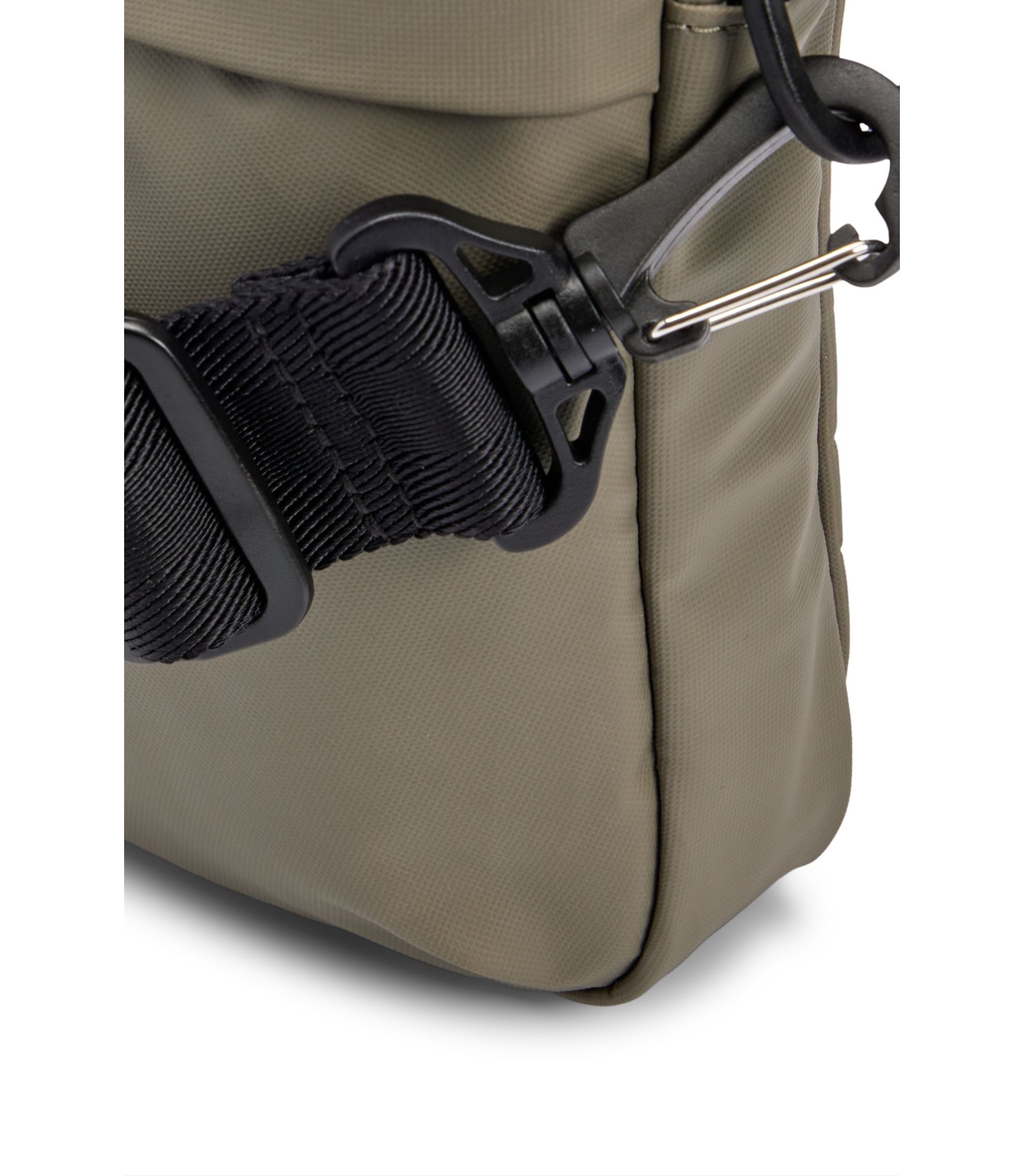 BOSS - Tonal-logo reporter bag in faux leather - Light Green