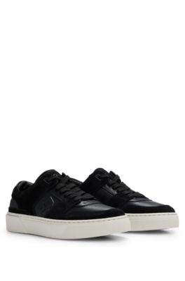 BOSS - Leather lace-up trainers with suede trims