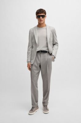 Gary suede low-top trainers with branded lace loop, Grey