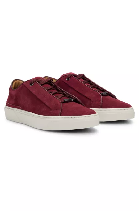 Gary suede low-top trainers with branded lace loop