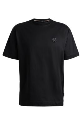 BOSS Oversize fit mercerized cotton T shirt with double monogram