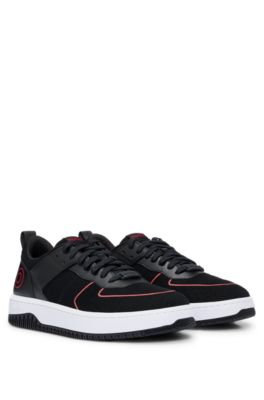 Hugo Boss Mixed-material Trainers With Branded Backtab In Black