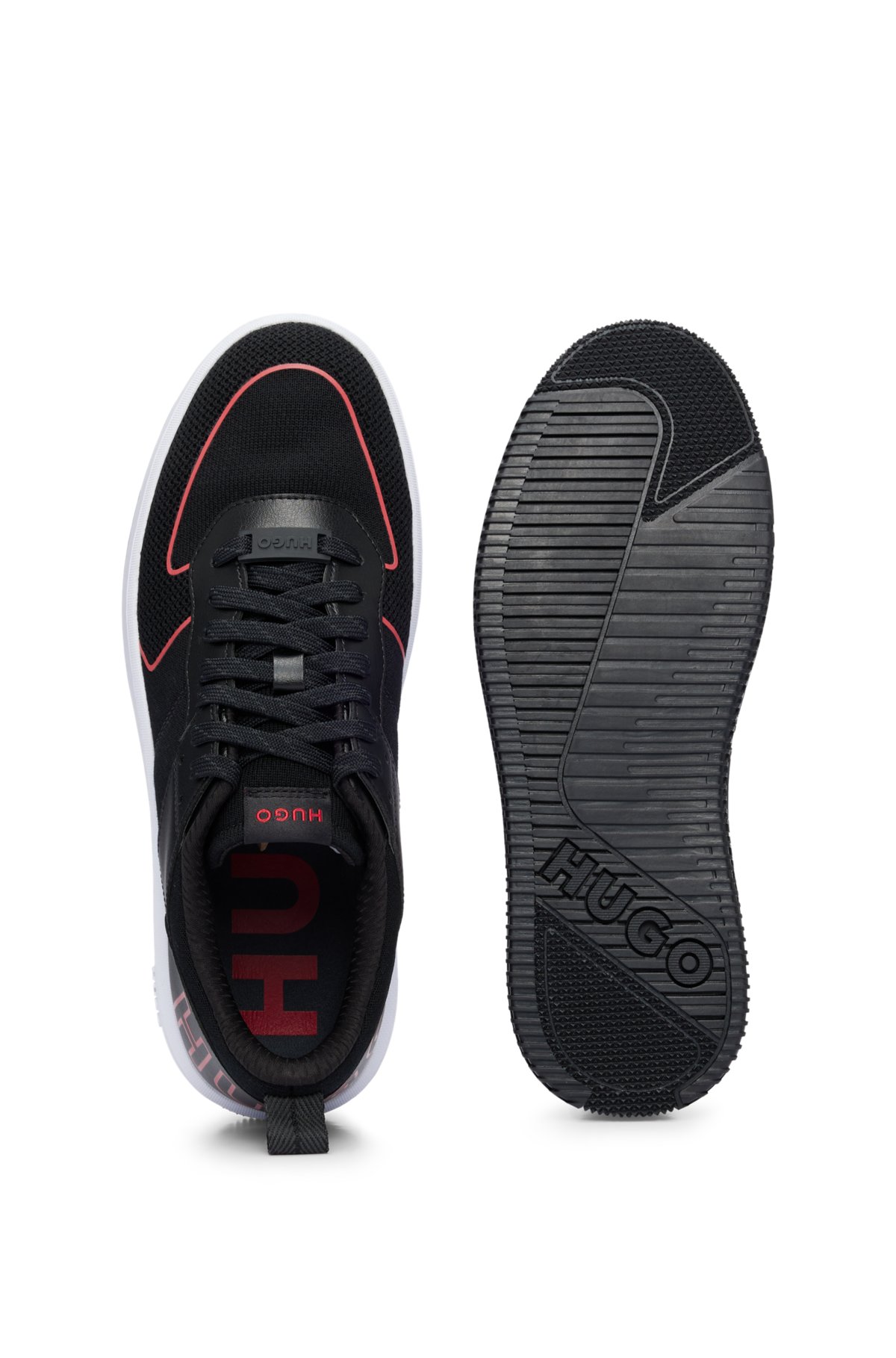 HUGO - Mixed-material trainers with branded backtab