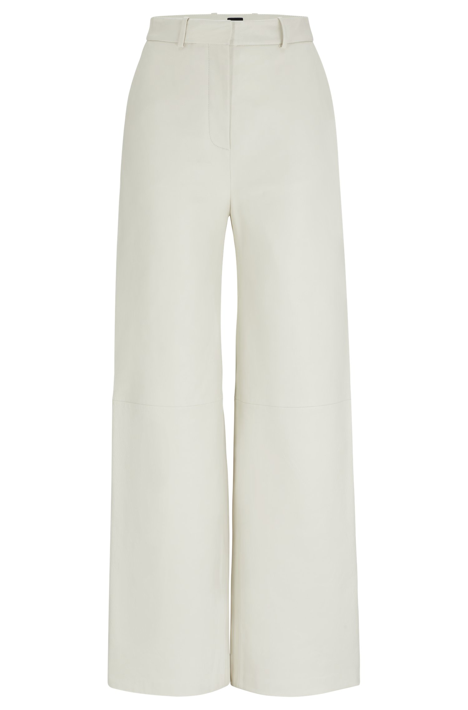 Regular-fit leather trousers with wide leg