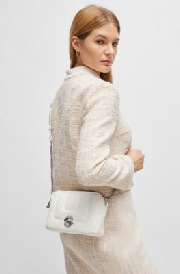 Sac port&eacute; crois&eacute; &agrave; double monogramme, Blanc