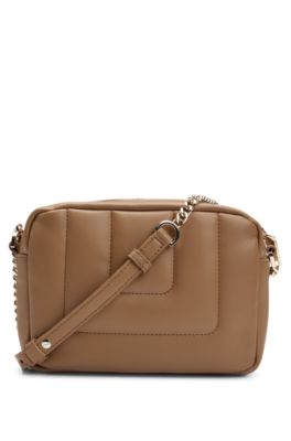 Sac port&eacute; crois&eacute; &agrave; double monogramme, Beige
