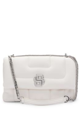 Bolso bandolera con monograma doble, Blanco
