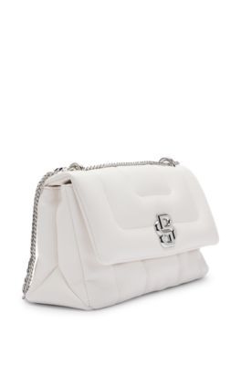 Shoulder bag with double monogram, White