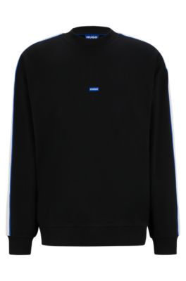 HUGO - Cotton-terry sweatshirt with logo patch and tape