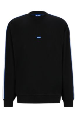 HUGO - Cotton-terry sweatshirt with logo patch and tape trims