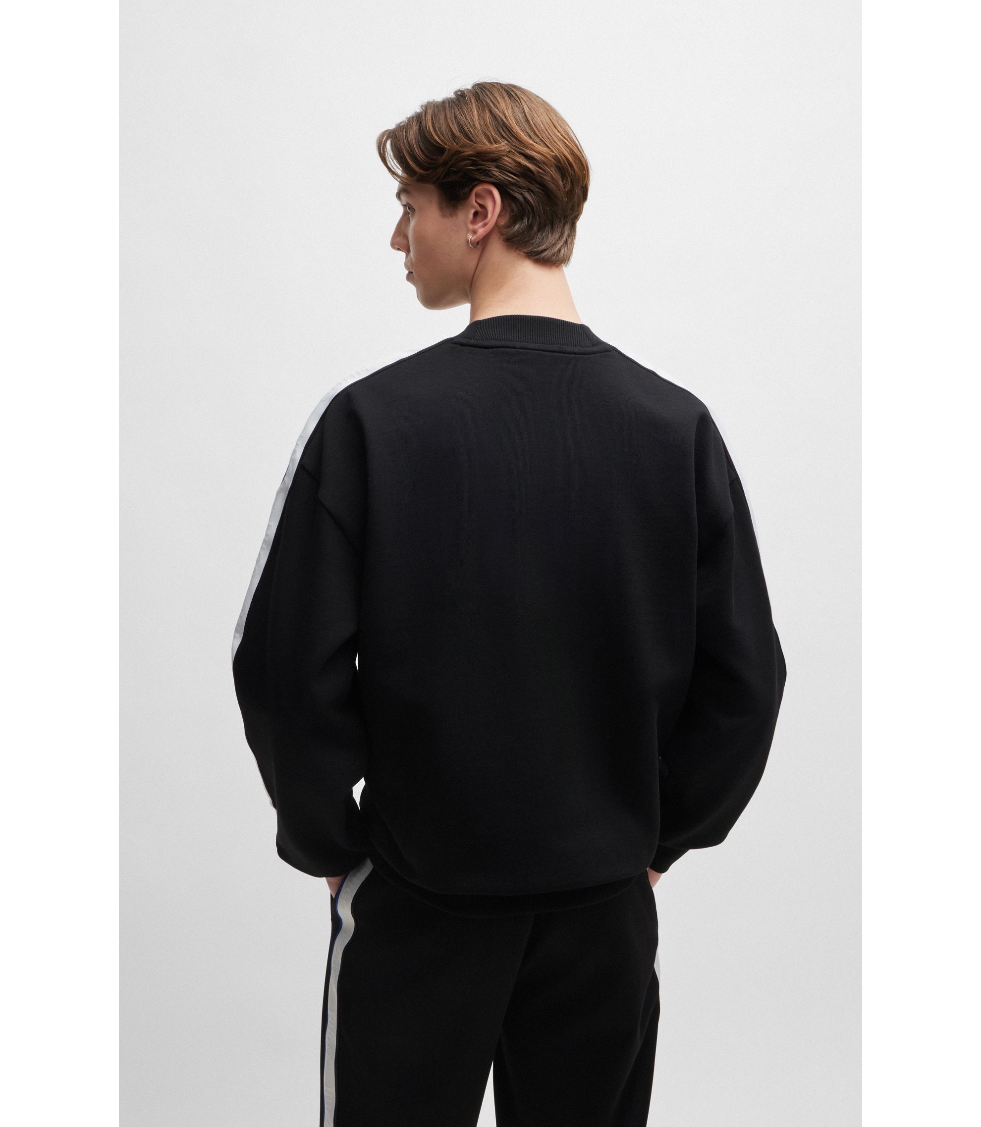 HUGO - Cotton-terry sweatshirt with logo patch and tape