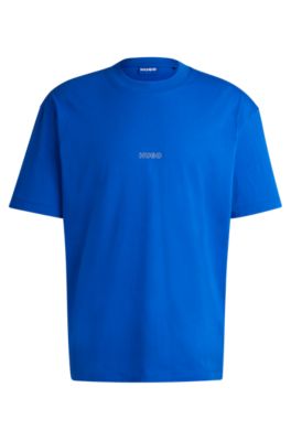 Hugo Boss HUGO Nico BLUE Tシャツ HUGO - Cotton jersey T-shirt with mixed-print logo - Light Blue