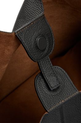 BOSS - Grained-leather shopper bag with detachable pouch - Black