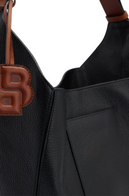 BOSS - Grained-leather bucket bag with detachable pouch - Black