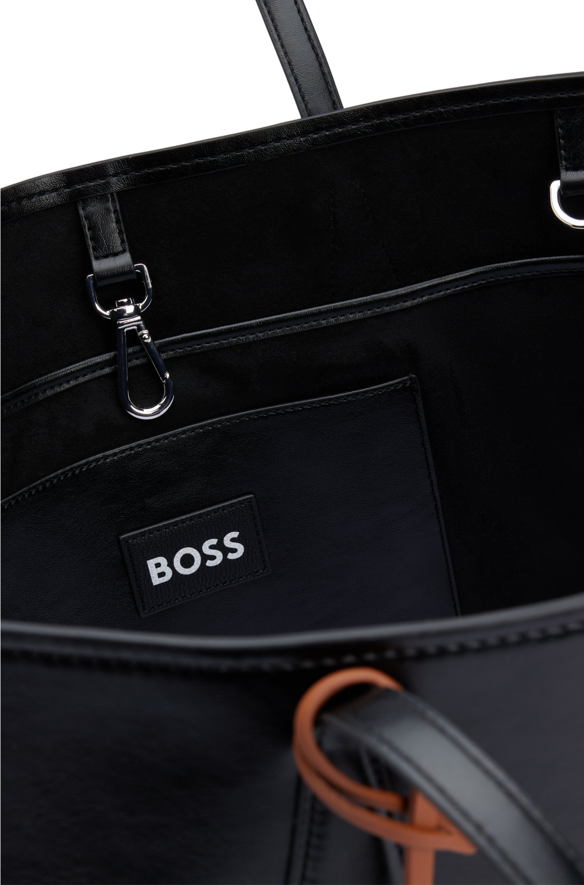 BOSS - Faux-leather shopper bag with detachable pouch