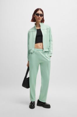 Straight-fit tracksuit bottoms with stacked logo, Light Green