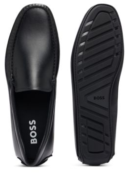 Nappa-leather moccasins with driver sole and full lining, Black
