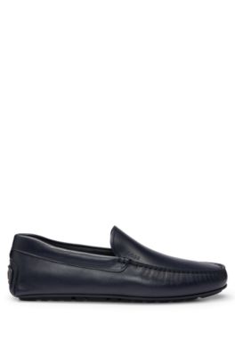 Nappa-leather moccasins with driver sole and full lining, Dark Blue