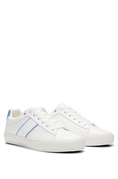 Low-top trainers with contrast accents and rubber outsole, White