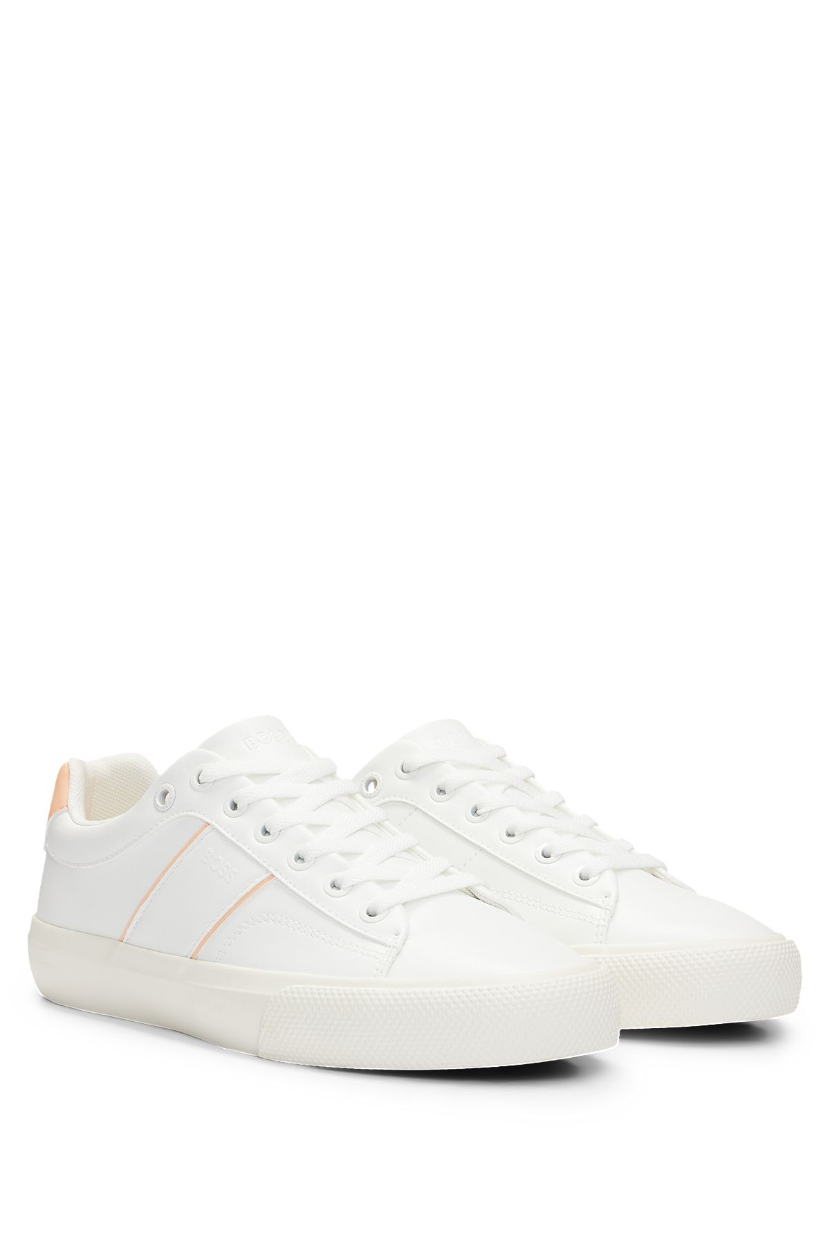 Low-top trainers with contrast accents and rubber outsole, White