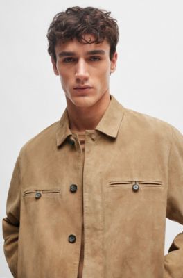 Jacket in soft suede, Khaki