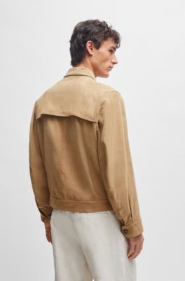 Jacket in soft suede, Khaki