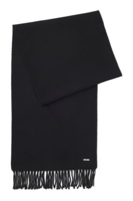 &Eacute;charpe en laine tiss&eacute;e avec rivet logot&eacute;, Noir